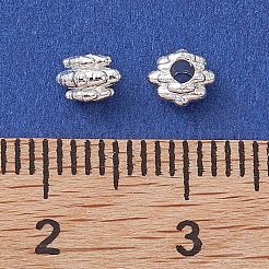 合金のスペーサービーズ  長持ちメッキ  花の形  銀  4x3mm  穴：1.6mm&nbsp;FIND-B029-13S
