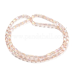 透明ガラスビーズ連売り  ABカラーメッキ  ファセット列  ミスティローズ  6x4mm  穴：0.8mm  約78~80個/連  19.29~20.07インチ（49~51cm）&nbsp;EGLA-P052-03B-01
