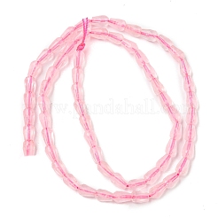 天然石ローズクォーツビーズ連売り  多面カット  ティアドロップ  5.5~8.3x4.1~4.35mm  穴：0.5mm  約58個/連  15.43~15.55インチ（39.2~39.5cm）&nbsp;G-C080-B02-01