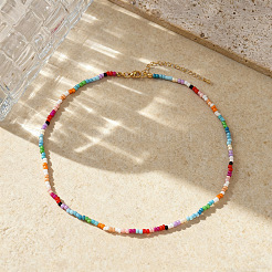 Summer Colorful Round Glass Seed Beaded Necklaces for Women and Girls&nbsp;ZR3315
