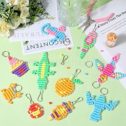 動物のキーホルダー作りキット  プラスチックビーズを含む  鉄製キーホルダーの留め具と分割キーリング  ミックスカラー  770個/箱&nbsp;DIY-SC0023-68