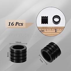 304ステンレススチールビーズ16個  大穴ビーズ  溝付き  コラム  ブラック  10x8mm  穴：7mm&nbsp;STAS-GA0001-87