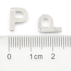 変色しない304ステンレススチールペンダント  アルファベット  ステンレス鋼色  11x8.5x0.8mm  穴：1mm&nbsp;X-STAS-O072-P