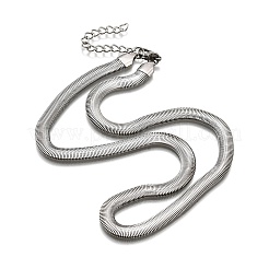 変色しない304ステンレススチールのヘリンボーンチェーンネックレス  カニカン付き  ステンレス鋼色  16.1インチ（41cm）&nbsp;X-NJEW-G340-03P