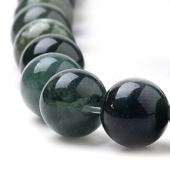 天然石モスアゲートビーズ連売り  ラウンド  6mm  穴：1mm  約59~62個/連  15インチ&nbsp;G-S259-18-6mm