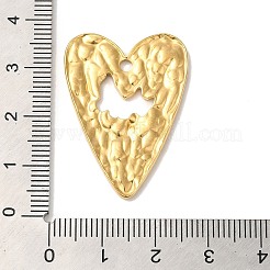 304ステンレスペンダント  テクスチャードハートチャーム  ゴールドカラー  33.5x24.5x1.8mm  穴：2.3mm&nbsp;X-STAS-Q309-08G