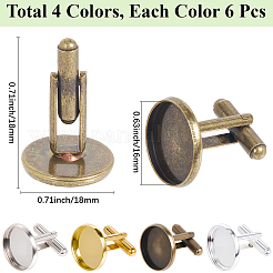 24Pcs 4 Colors Brass Cufflinks&nbsp;KK-SC0006-38