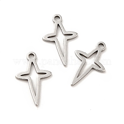 変色しない201ステンレススチールペンダント  スターのチャーム  ステンレス鋼色  14.5x9x1mm  穴：1.2mm&nbsp;STAS-P312-15P