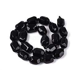 天然石ブラックトルマリンビーズ連売り  多面カット  ナゲット  シードビーズで  14~25x10~18x10~18mm  穴：1~1.4mm  約17~21個/連  15.55~16.54インチ（39.5~42cm）&nbsp;G-N362-07A-01
