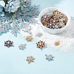48 個 8 スタイルラックメッキ合金ペンダント  abs プラスチックイミテーションパールとカラフルなラインストーン付き  カドミウムフリー＆ニッケルフリー＆鉛フリー  クリスマススノーフレーク  ミックスカラー  16~24.5x13~19x3~5.5mm  穴：1.8~2mm  4個/スタイル&nbsp;FIND-AR0005-13
