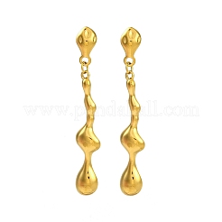 304ステンレススチールティアドロップスタッドピアス  ティアドロップ  18KGP本金メッキ  53x8mm&nbsp;EJEW-K296-01G