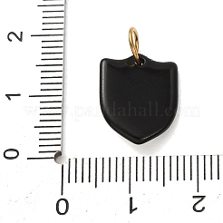 304ステンレススチールチャーム  ウサギと花のチャームが付いた盾  印刷  ゴールドカラー  15x12x3mm  穴：4.5mm&nbsp;SA-B003-01G-D