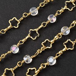 ラックメッキ真鍮ガラスリンクチェーン  長持ちメッキ  溶接されていない  スター  18KGP本金メッキ  6~13x4.5~6x1~3.5mm&nbsp;CHC-P012-07G