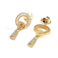 Rack Plating Brass Micro Pave Clear Cubic Zirconia Stud Earrings&nbsp;KK-S379-29G