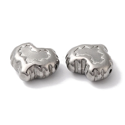 変色しない304ステンレススチールビーズ  ハート  ステンレス鋼色  15x13x7mm  穴：1.2mm&nbsp;STAS-I305-200P