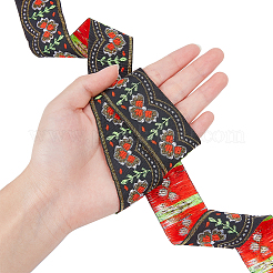 2ロール2色エスニック風刺繍ポリエステルリボン  ジャカードリボン  服飾材料  花柄  ミックスカラー  1-1/4インチ（33mm）  275.6インチ/ロール  1ロール/カラー&nbsp;OCOR-GA0001-14