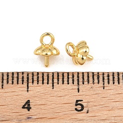 真鍮製カップペグベイル  花  片穴パーツ用  ラックめっき  長持ちメッキ  鉛フリー＆カドミウムフリー  ゴールドカラー  7x5x5mm  穴：1.5mm  ピン：1mm&nbsp;KK-CBA5CB0-43G-02