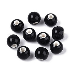 手作りの陶器ビーズ  ロンデル  ファンシーアンティーク施釉磁器  ミックスカラー  8.2~9x7~7.5mm  穴：2.5~3mm&nbsp;PORC-T133-11