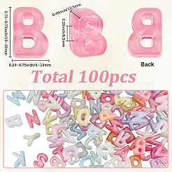 100個透明アクリルビーズ  混合文字  グリッターパウダー付き  ミックスカラー  19~20x6~19x12.5mm  穴：6.5mm&nbsp;TACR-SC0002-72