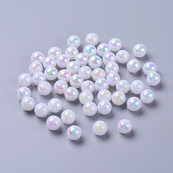 環境に優しいポリスチレンアクリルビーズ  ABカラーメッキ  ラウンド  ホワイト  8mm  穴：1mm  約2000個/500g&nbsp;PL425-8