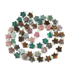 5 Styles Synthetic Malachite & Natural Rhodonite & HuBei Turquoise & Tiger Eye & Indian Agate Beads Strands&nbsp;G-D095-A07