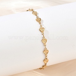 Women's 304 Stainless Steel Heart Link Chains Bracelets&nbsp;BJEW-G790-03G