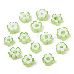 ガラスビーズ  花  薄緑  5~7x5~7x2~3mm  穴：1mm&nbsp;X-GLAA-T019-02-C01
