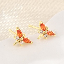 Brass Micro Pave Cubic Zirconia Stud Earrings for Women&nbsp;KK-A305-08G