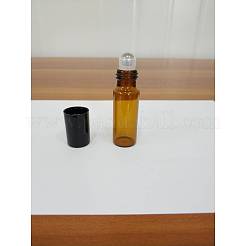 ガラスのエッセンシャルオイルの空の香水瓶  ローラーボールとプラスチックキャップ付き  シエナ  6x3.2cm  5ml(0.17液量オンス)/ボトル&nbsp;CON-WH0013-01A-5ml