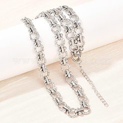 8mm 304ステンレススチールテクスチャリングリンクチェーンネックレス  変色しない  ステンレス鋼色  17.80インチ（45.2cm）&nbsp;NJEW-Z105-04P-01