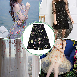 Flower Pattern Polyester Gauze Embroidery Fabric&nbsp;AJEW-WH0314-909