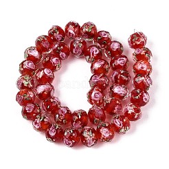 手作りの蓄光ビーズの連売り  ロンデル  インナー花と  多面カット  クリムゾン  9~10x7~8mm  穴：1~1.6mm  約40個/連  12.01インチ（30.5cm）&nbsp;LAMP-N037-01B