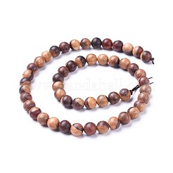 ウッドビーズ連売り  ラウンド  サドルブラウン  8mm  穴：1.2mm  約50個/連  15.7インチ（40cm）&nbsp;X-WOOD-F008-04-C