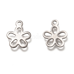 変色しない304ステンレススチールペンダント  花  ステンレス鋼色  14x11.5x1mm  穴：1.5mm&nbsp;STAS-H130-04P