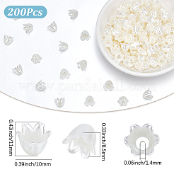 スプレーペイント ABSプラスチック イミテーションパールビーズ 200個  花  ホワイト  10x11x8.5mm  穴：1.4mm&nbsp;SACR-SP0001-44