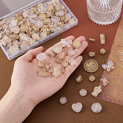 120個、15種類のスタイルの金属エンレース透明アクリルビーズ  黄金メッキ  混合図形  10~23x8~21x4~8mm  穴：1.6~2.5mm  8個/スタイル&nbsp;MACR-GA0001-06