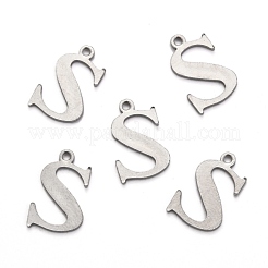 変色しにくい304ステンレススチールのアルファベットチャーム  ステンレス鋼色  文字.s  12x8x1mm  穴：1mm&nbsp;STAS-H122-S-P