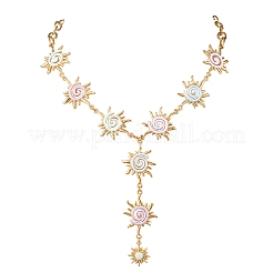 304ステンレススチール製エナメルサンリンクロングタッセルネックレス（女性用）  ゴールドカラー  カラフル  18.07インチ（45.9cm）&nbsp;NJEW-T021-01G