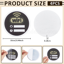 4個の粘着アクリルWi-Fiパスワードとネットワーク公共標識  フラットラウンド  ブラック  100x2.8mm&nbsp;AJEW-BC0010-61