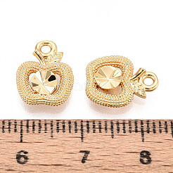 真鍮製チャーム  長持ちメッキ  ニッケルフリー  18KGP本金メッキ  りんご  12x9.5x3mm  穴：1.4mm&nbsp;KK-N263-119G-G