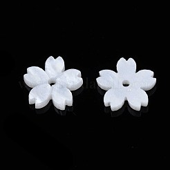 不透明なアクリルビーズ  さくら  ホワイト  10.5x11x2mm  穴：1.2mm&nbsp;SACR-S273-31H