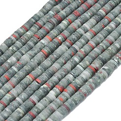 天然のアフリカブラッドストーンビーズ連売り  艶消し  ディスクビーズ  ヒシビーズ  6~6.5x1~1.5mm  穴：0.9mm  約242~244個  15.16~15.35インチ（38.5~39cm）&nbsp;G-P575-B11-6x1mm
