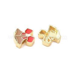 クリスマス真鍮エナメルビーズ  鉛フリー＆カドミウムフリー  長持ちメッキ  18KGP本金メッキ  ラックめっき  鐘  15x14x5mm  穴：2mm&nbsp;KK-I474-G21