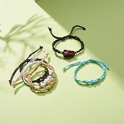 Ccb プラスチック ナゲット編組コード ブレスレット  女性用ワックスコットンマクラメポーチ調節可能なブレスレット  ミックスカラー  内径：2~3-5/8インチ（5~9.2cm）&nbsp;BJEW-JB08118-02