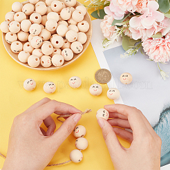 100Pcs Printed Wood Beads&nbsp;WOOD-PH0002-67