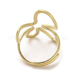 金色の304ステンレススチール製調節可能なリング  ワイヤーラップ中空指輪  花  内径：16.8mm&nbsp;RJEW-C036-02A-G