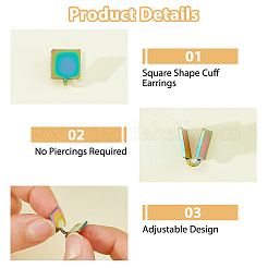 10Pcs 5 Colors 304 Stainless Steel Cuff Earrings&nbsp;EJEW-HS0001-43C
