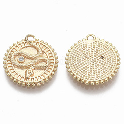 Brass Micro Pave Cubic Zirconia Pendants&nbsp;KK-R130-006G-NF