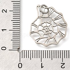 304ステンレスペンダント  丸カン付き  シェルチャーム  レーザー切断  ステンレス鋼色  20x17.5x1mm  穴：3mm&nbsp;STAS-Z119-15P