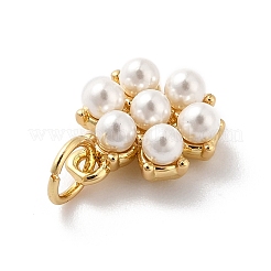 ラックメッキ真鍮チャーム  パール付き  カドミウムフリー＆鉛フリー  花  18KGP本金メッキ  12.5x10.5x4mm  穴：3.6mm&nbsp;X-KK-A160-23G